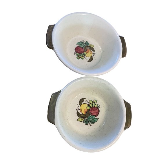 Poppy Trail Metlox Provincial Green Handled Bowl Fruit Center 8 in & 9 in Diamet - Picture 1 of 8